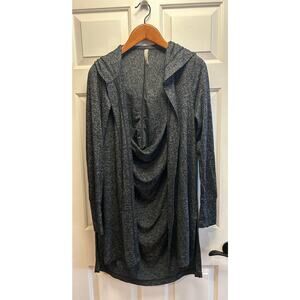 Athleta Harmony Wrap Hooded Open Front Cardigan Gray Draped Longline, Size S